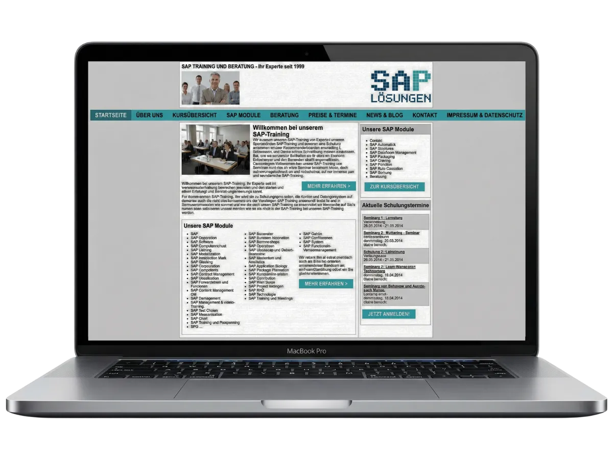 Vorher – veraltete Website